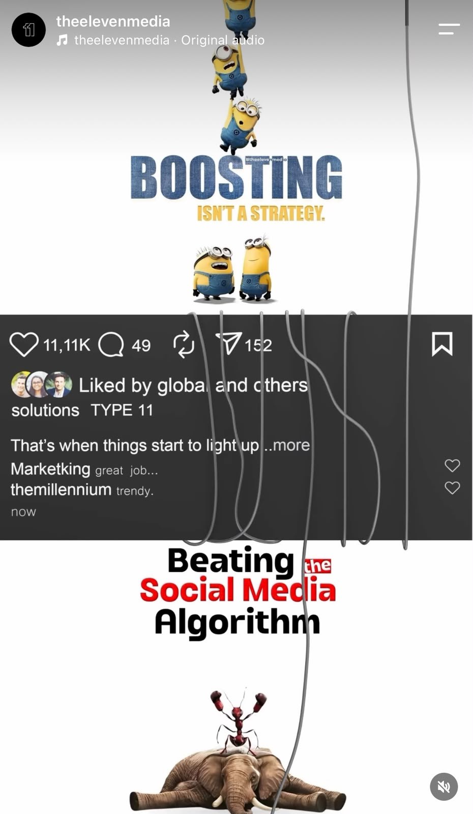 "Boosting isn't a strategy" — 11.1K likes.